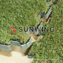 Interlocking artificial turf tile for flooring,